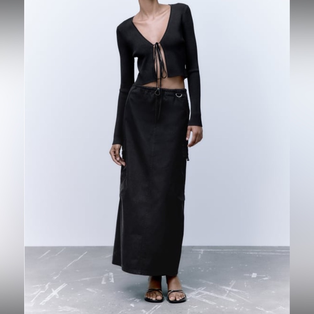 Zara Black Maxi Cargo Skirt